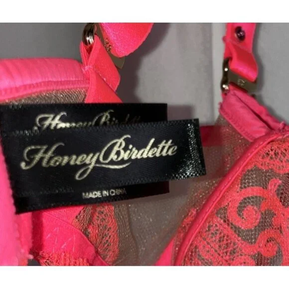 34 DDD F Honey Birdette Gabrielle Neon Lace Bra - Picture 2 of 5